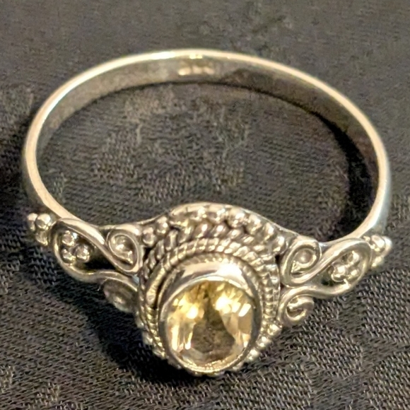 Geniune 925 Sterling Silver Citrine Ring Size 11 - Picture 4 of 10